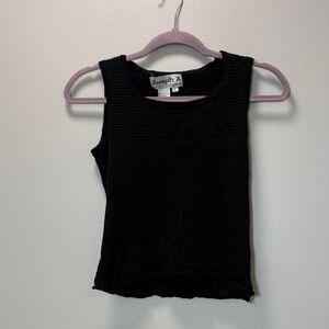 Vintage Black Blouse - Professional Tank - Stretchy Sweater Feel
